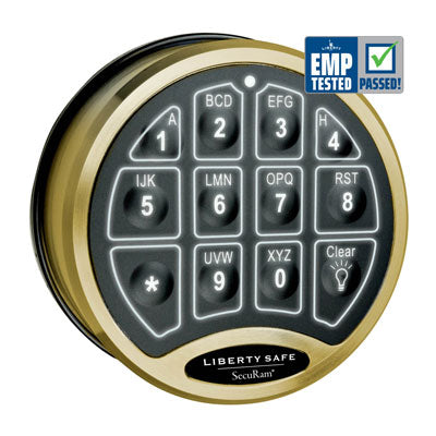 Liberty Safe Electronic Lock - SecuRam BackLit Series in Brass.