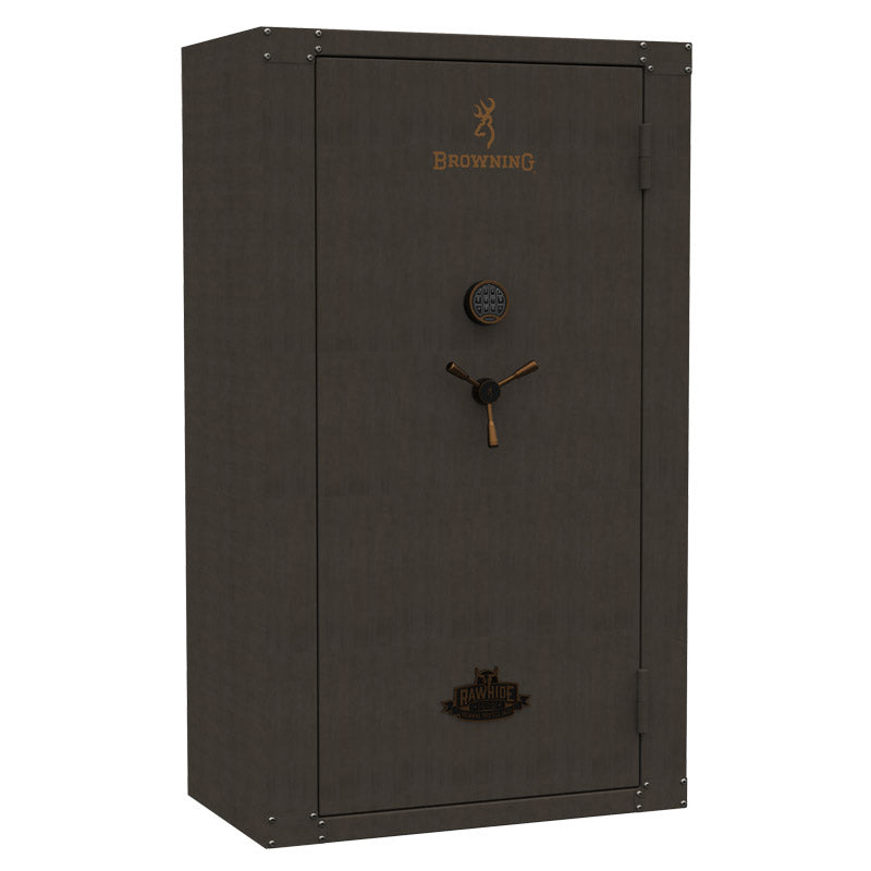 Browning Rawhide 49 Tall gun safe, raw metal exterior, closed door