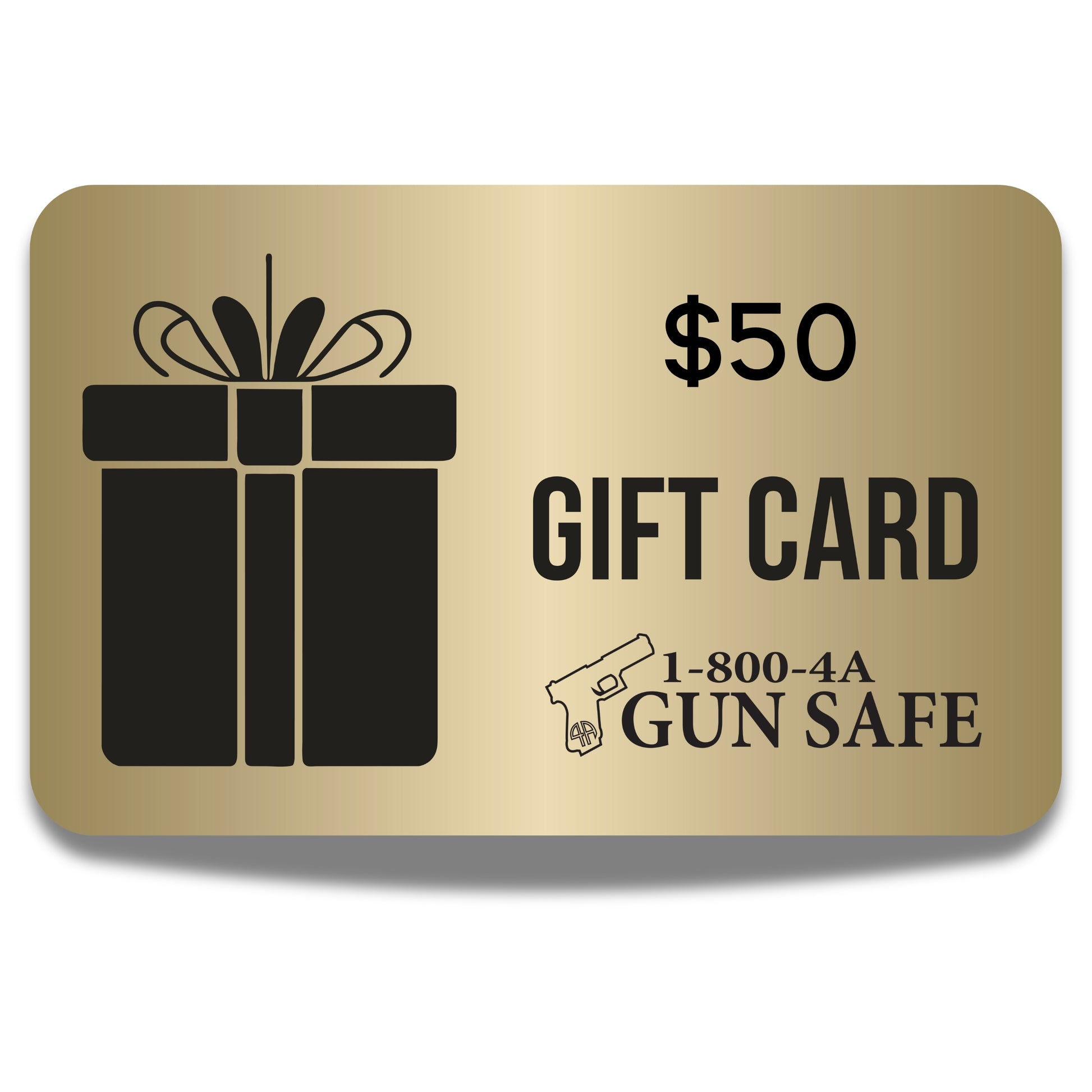 $50 Digital gift card with a gold design and brand logo on a neutral background, available in multiple denominations.