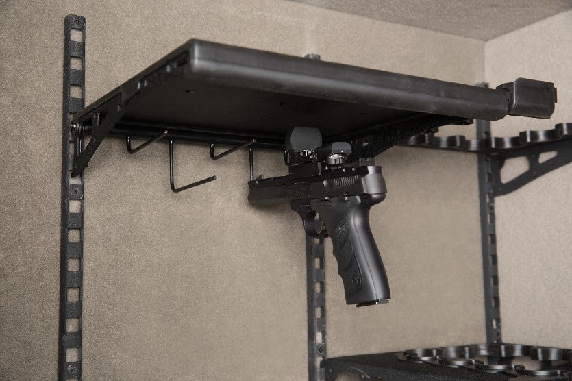 Browning Safes AXIS Scoped Rack has a deeper drop and heavy-gauge rods for storing handguns with optics.