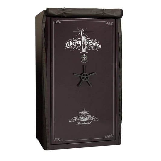 Liberty Safe Cover over Black Cherry Presidential safe.
