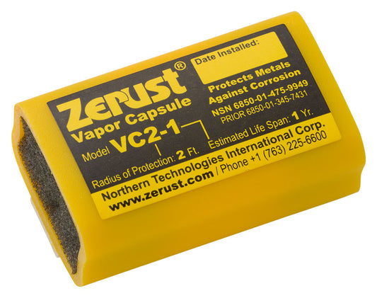Browning Safes Zerust VCI Protection Capsule is a small capsule that emits an invisible vapor that forms a corrosion- and rust-resistant barrier on metal surfaces.