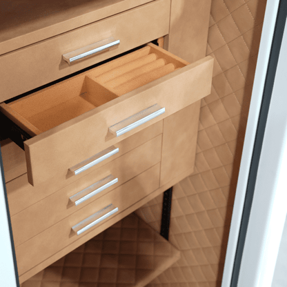 AMSEC JS4020 jewelry safe open showing drawer storage, necklace hangers and quilted interior