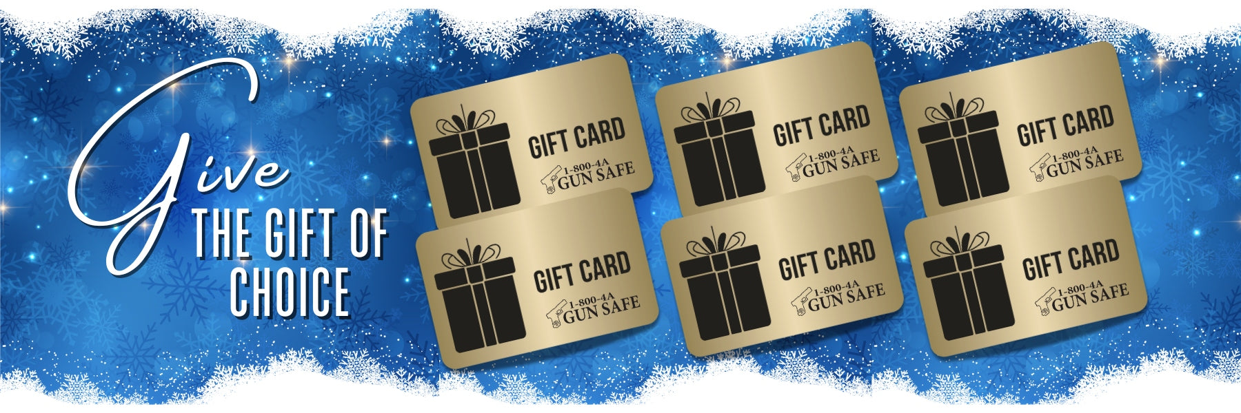 Digital gift cards against a WINTER background, promoting the perfect gift and the gift of choice.”