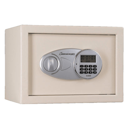 AMSEC EST1014 compact burglary safe in textured cream – exterior closed view