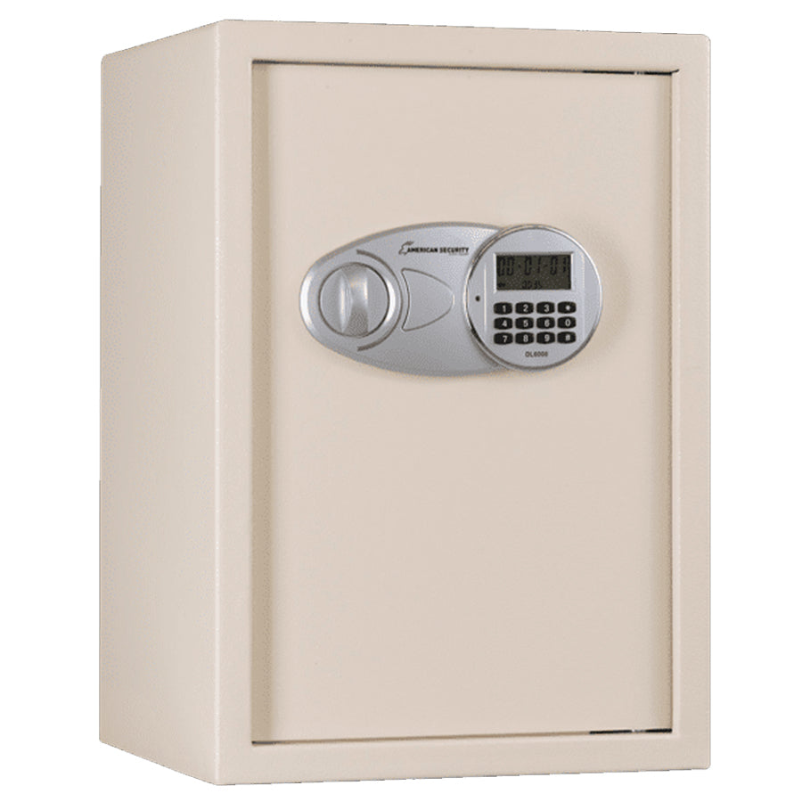 AMSEC EST2014 compact burglary safe in textured cream – exterior closed view