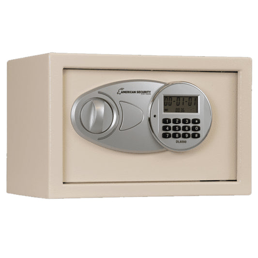AMSEC EST813 compact burglary safe in textured cream – exterior closed view