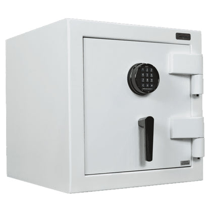 AMSEC JS2020 jewelry safe in semi-gloss white with 0.25-inch solid steel plate door and electronic lock