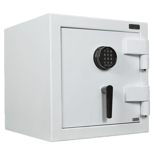 AMSEC JS2020 jewelry safe in semi-gloss white with 0.25-inch solid steel plate door and electronic lock