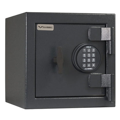 AMSEC MS1414 B-Rate compact safe in textured charcoal gray with electronic lock closed