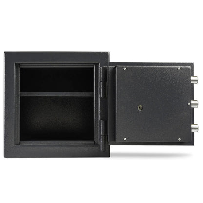 AMSEC MS1414 mini safe interior showing shelf space and steel construction