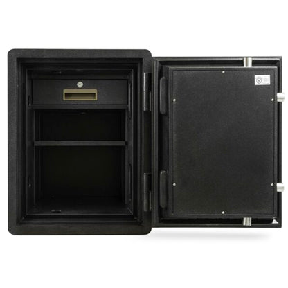 AMSEC FS1814 fire safe interior showing adjustable shelf and storage space
