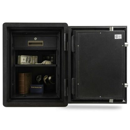 AMSEC FS1814 60-minute UL fire rated safe open with valuables inside