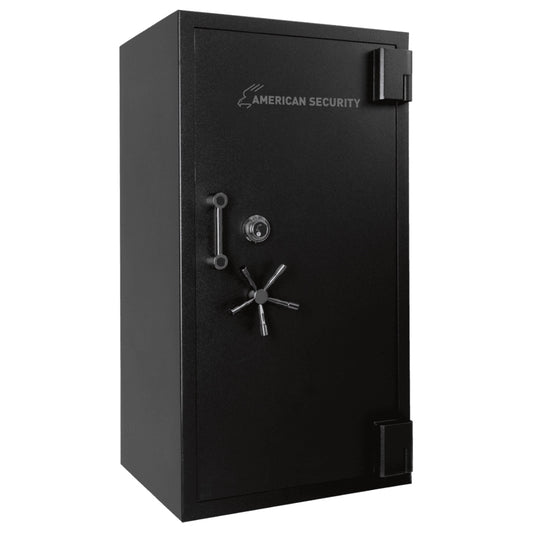 AMSEC RF582820X6 gun safe in textured black finish with black nickel hardware