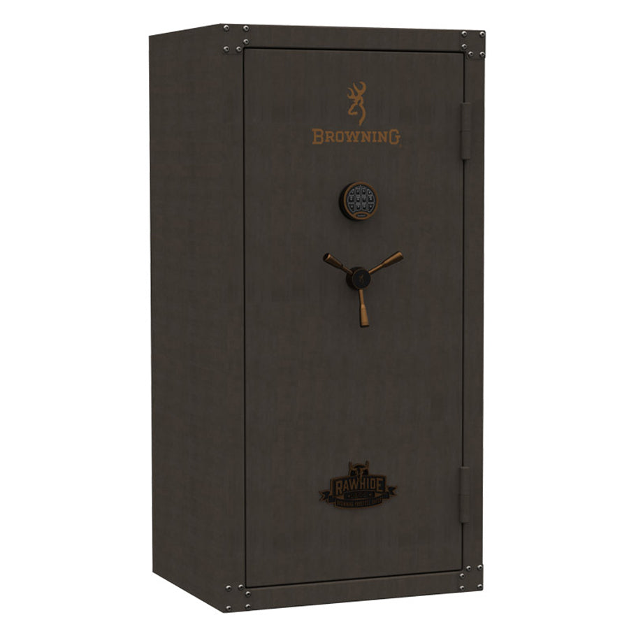Browning Rawhide 33 gun safe, raw metal exterior, closed door