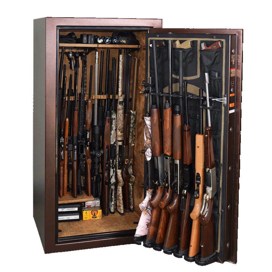 Browning Rawhide 33 gun safe interior loaded with long guns and door storage