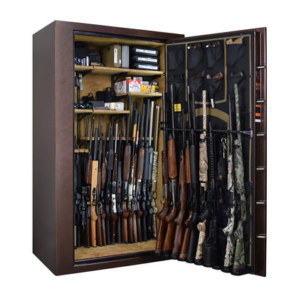 Browning Rawhide 49 Tall gun safe interior loaded with rifles and door-mounted storage