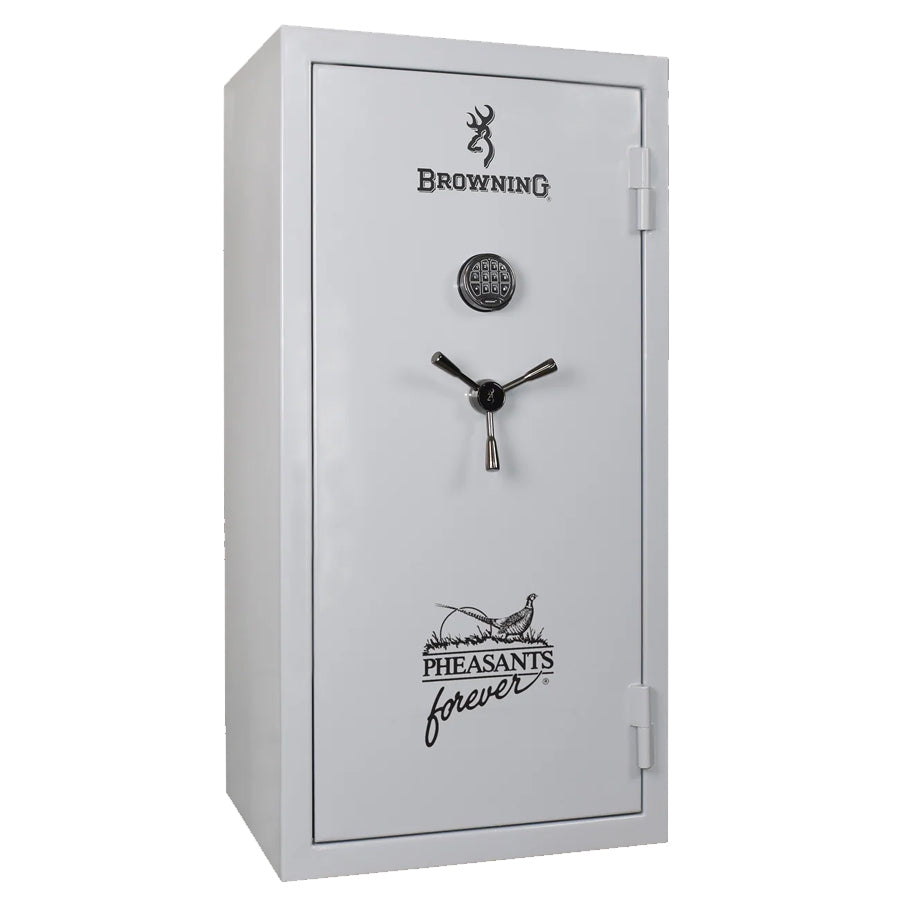 Browning Sporter 33 Upland Edition gun safe exterior with Pheasants Forever logo in Putty Gray finish