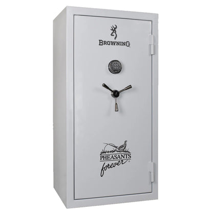 Browning Sporter 33 Upland Edition gun safe exterior with Pheasants Forever logo in Putty Gray finish