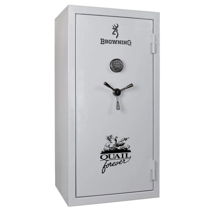 Browning Sporter 33 Upland Edition gun safe exterior with Quail Forever logo in Putty Gray finish