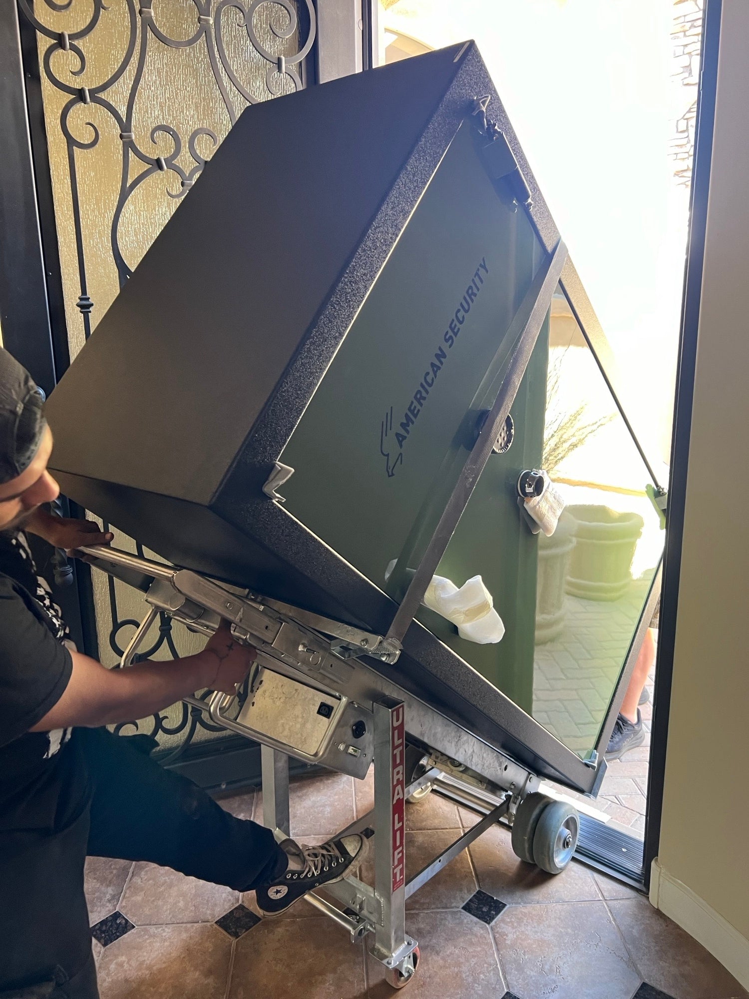 Moving an AMSEC safe.
