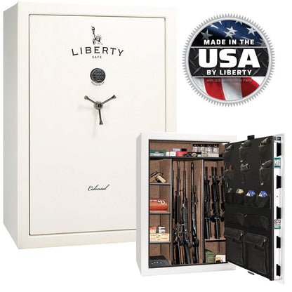 Liberty Colonial 35 Safe in White Gloss with Black Chrome.