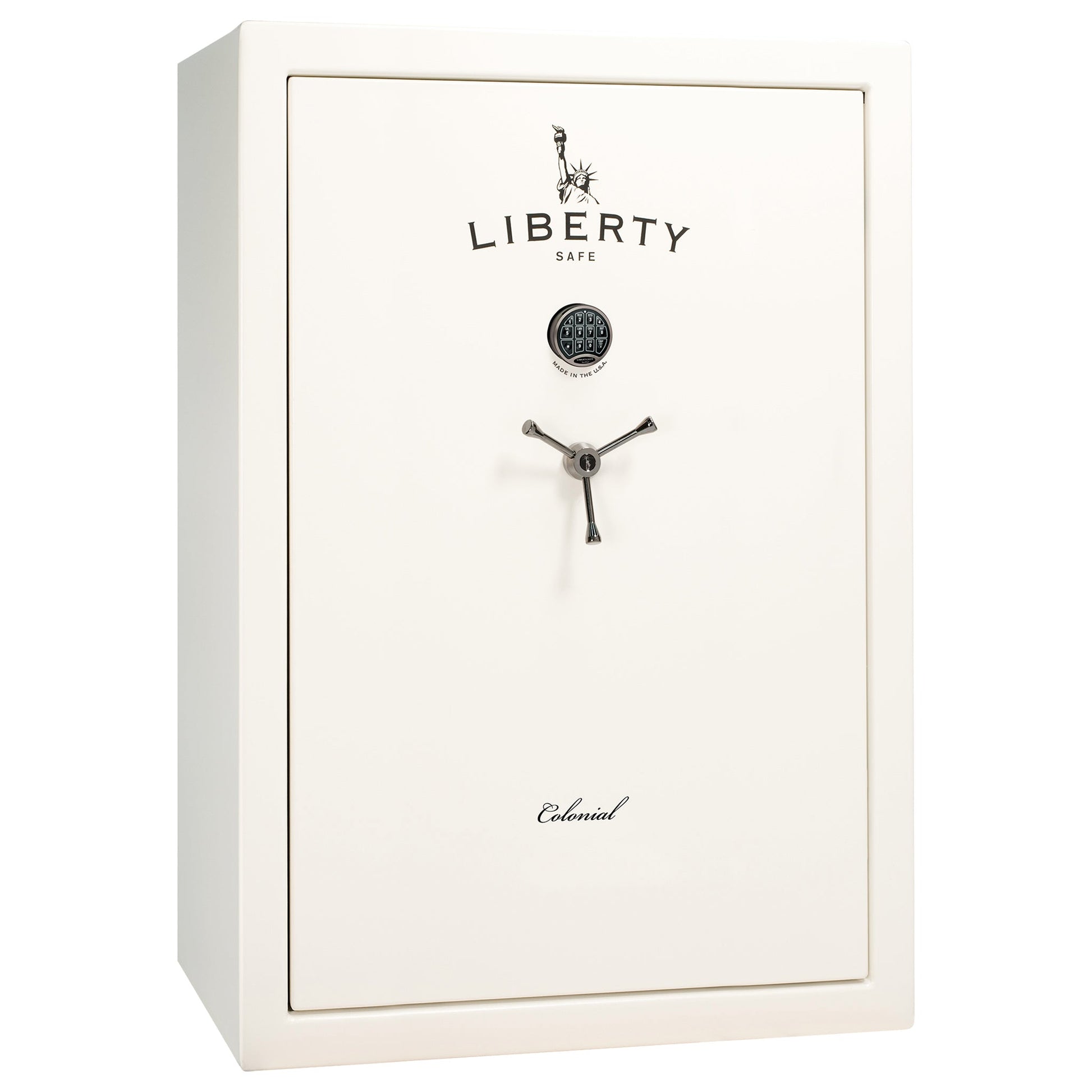 Liberty Colonial 35 Safe in White Gloss with Black Chrome Electronic Lock.