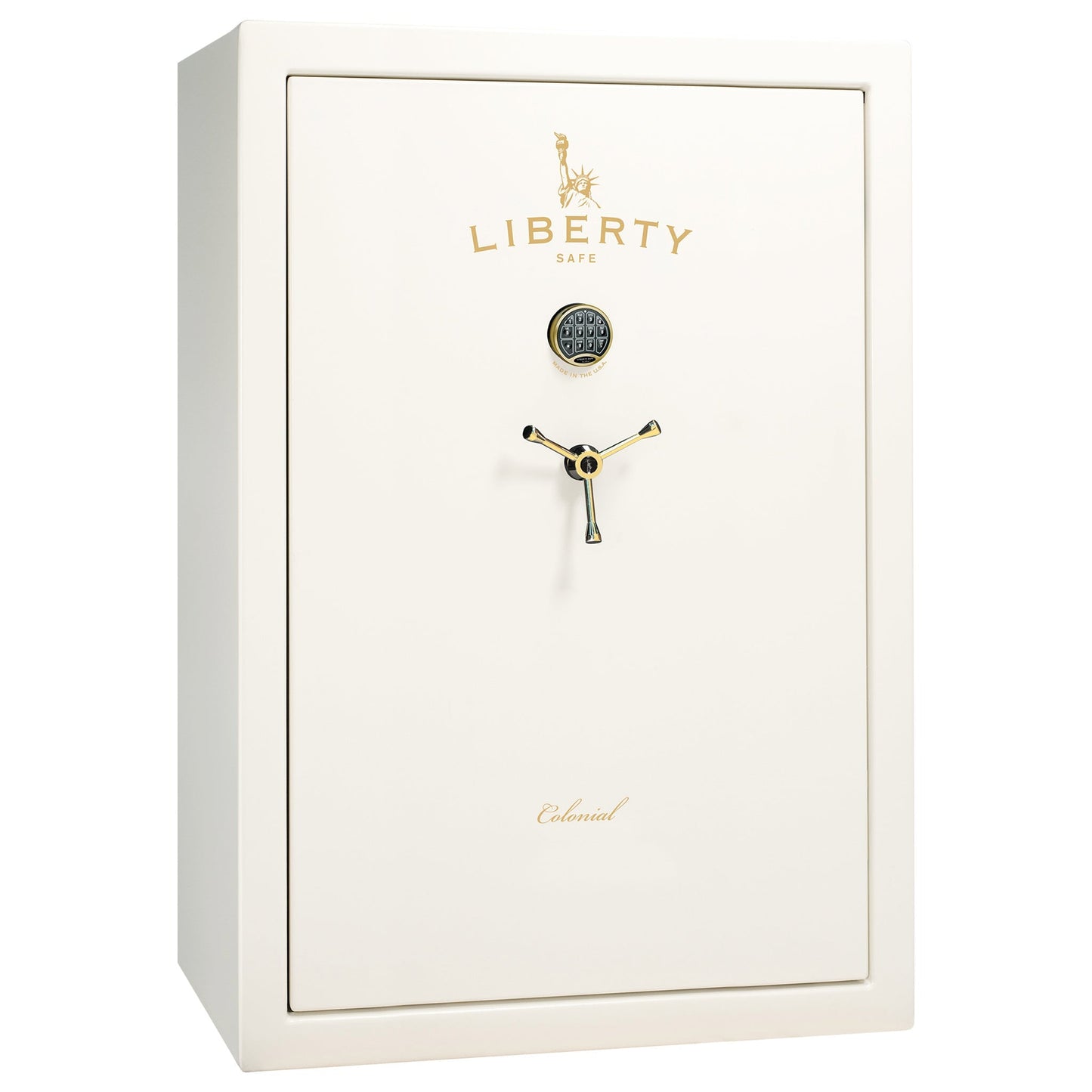 Liberty Colonial 35 Safe in White Gloss with Brass Electronic Lock.