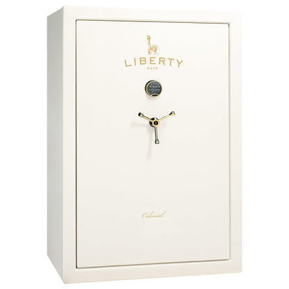 Liberty Colonial 35 Safe in White Gloss with Brass Electronic Lock.