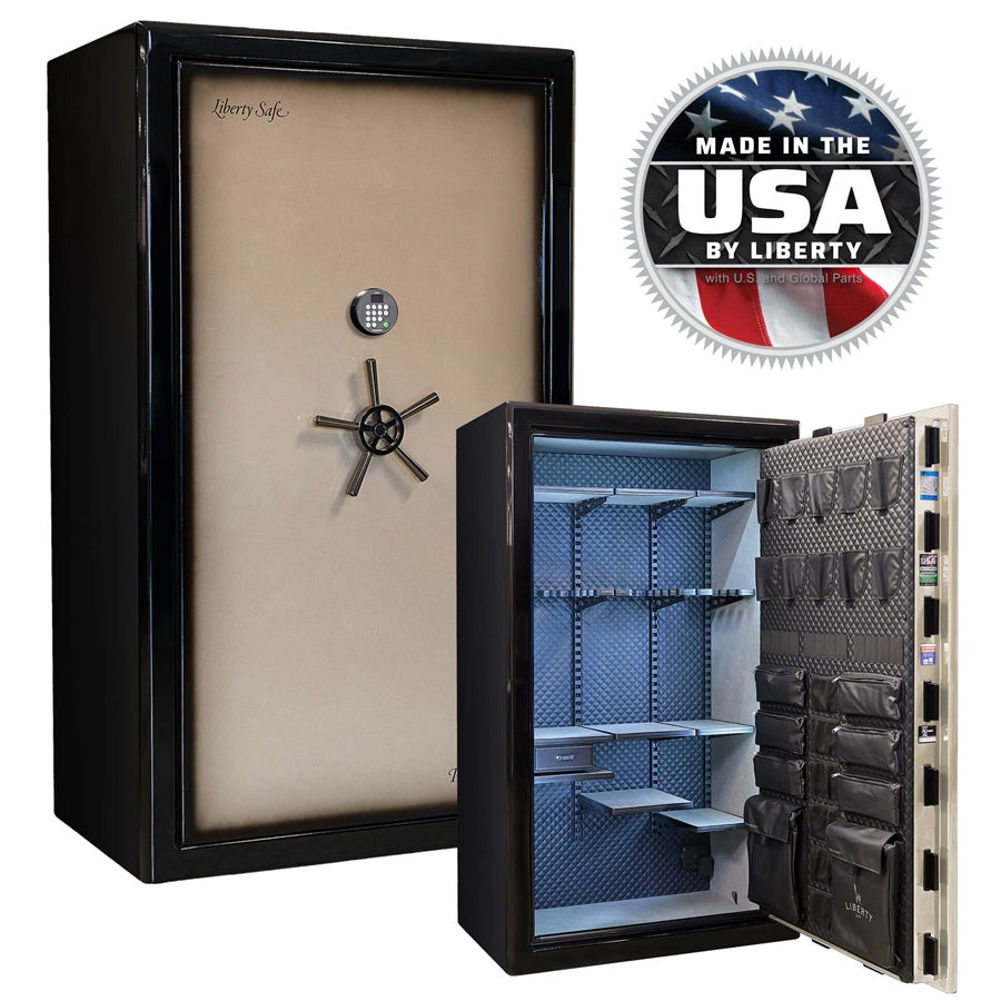 Liberty Safe Presidential Signature 50 in Champagne Gloss with Dormakaba 702D electronic lock.