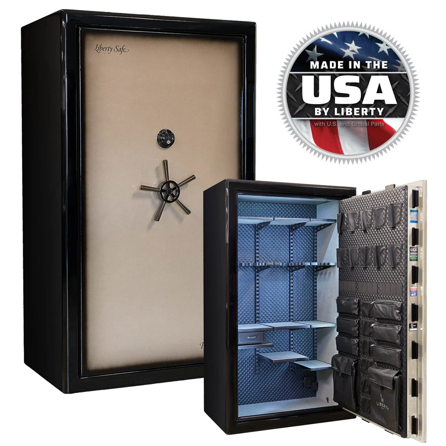 Liberty Safe Presidential Signature 50 in Champagne Gloss with mechanical lock.