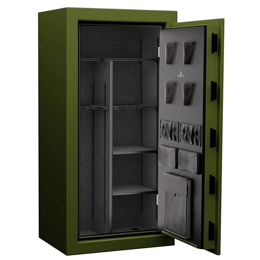 Liberty USA 30 Olive Drab Green Flag Safe with Gold Lettering, interior.