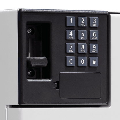 Close-up of the keypad on a AMSEC Signature Vault CS1620 safe